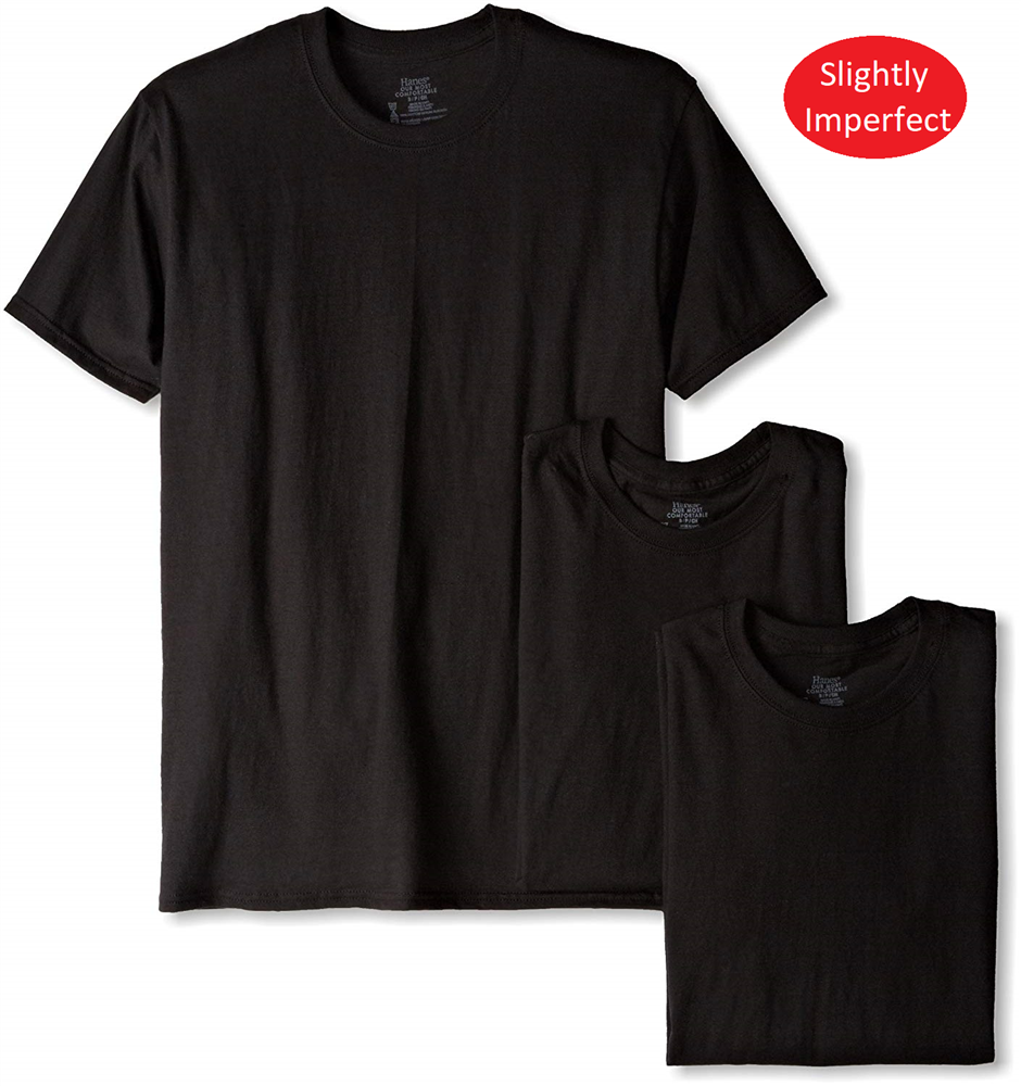 Hanes Men's Black 3pk Crew Neck T-shirts-24 pks
